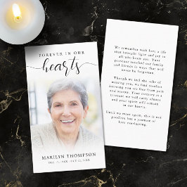 Beerdigung Forever Hearts Script Foto Gebetskarte Visitenkarte