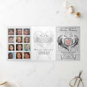 Beerdigung Foto Collage mit Order des Service Tri- Dreifach-gefaltete Programmkarte