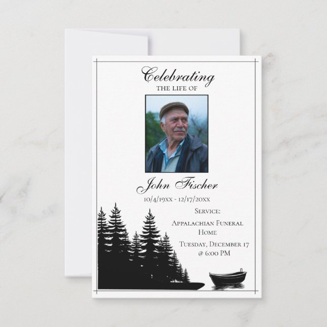 Beerdigung Foto Gebet Karte Schwarz-weiß Bibelvers (Vorderseite)