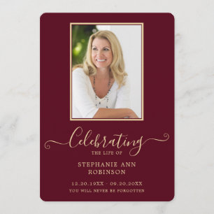 Beerdigung Foto Order of Service Burgundy Gold Programm