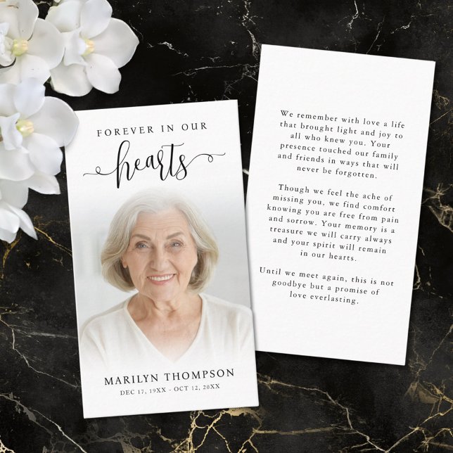 Beerdigung für immer in unserem Herzen Foto Gebets Visitenkarte (Von Creator hochgeladen)