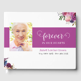 Beerdigung Gästebuch mit Lila Aquarellfarben-Blume