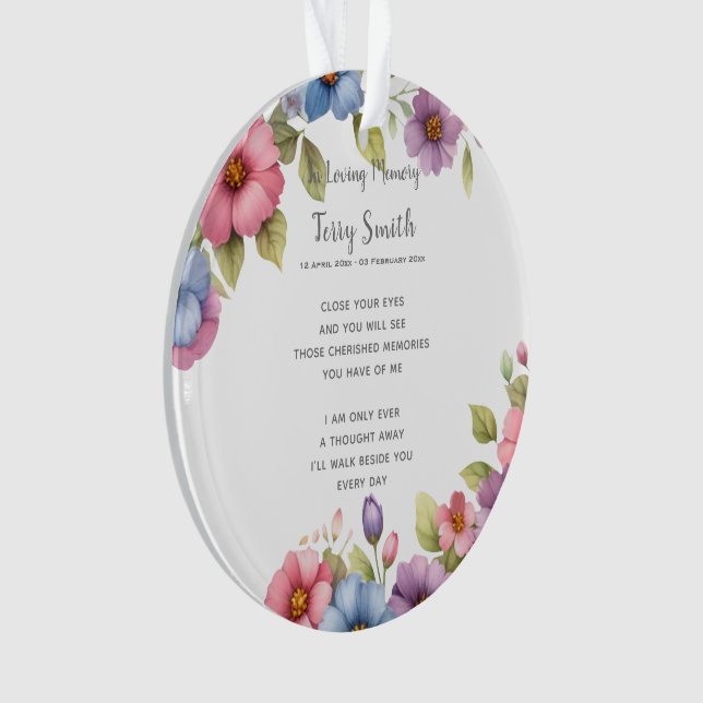 Beerdigung/Gedenkfeier Ornament (Vorderseite)