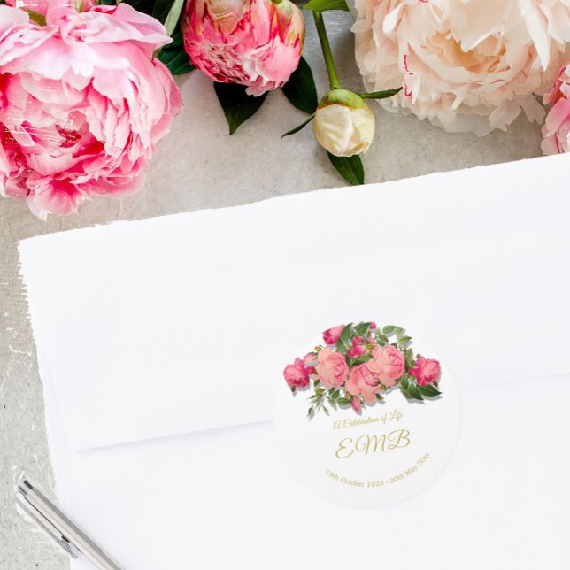 Beerdigung Gedenkfeiern Rose zum Leben Runder Aufkleber (Von Creator hochgeladen)