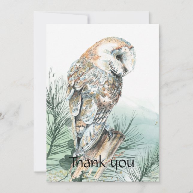Beerdigung Gedenkstein Danke Wasserfarbe Barn Owl (Vorderseite)