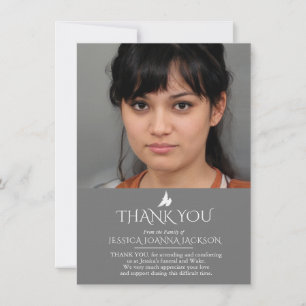 Beerdigung grau weiß 2 Fotos Familie danke Karte