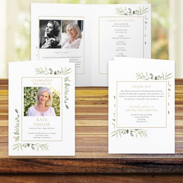 Beerdigung Greenery Gedenkorden gefälscht Programm (Von Creator hochgeladen)