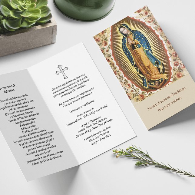 Beerdigung Guadalupe Spanisches Gebet Sympathiekar (catholic, religious, celebration of life, in loving memory of, prayer cards for bereavement)