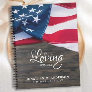 Beerdigung Guestbook American Flag Memorial Patrio Notizbuch