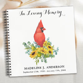 Beerdigung Guestbook Memorial Sunflowers Kardinal Notizbuch