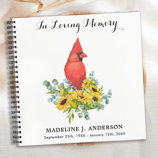 Beerdigung Guestbook Memorial Sunflowers Kardinal Notizbuch (Von Creator hochgeladen)