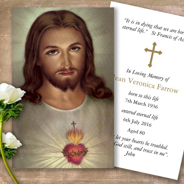 Beerdigung Heiliges Herz Jesus Gebet Sympathiekart (catholic, religious, celebration of life, in loving memory of, prayer cards for bereavement)