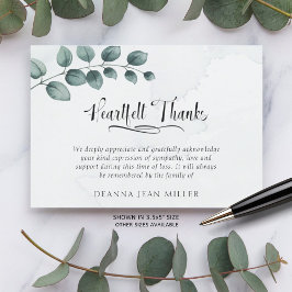 Beerdigung Herz Dank Watercolor Green Blätter Dankeskarte