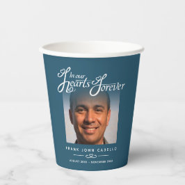 Beerdigung in unseren Herzen für immer blaues Gedi Pappbecher