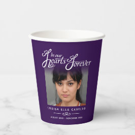 Beerdigung in unseren Herzen für immer lila Gedich Pappbecher