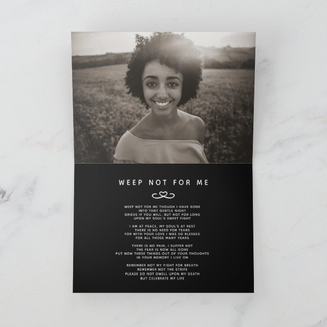 Beerdigung in unseren Herzen für immer schwarzes G Karte (Innenseite)