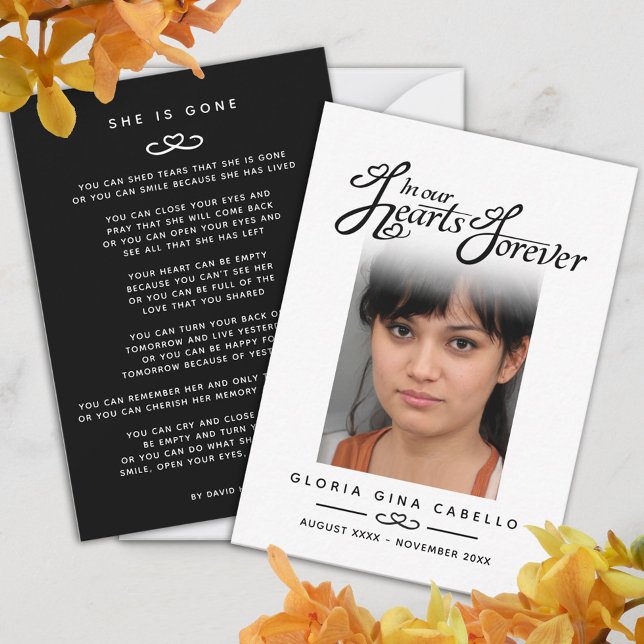 Beerdigung in unseren Herzen ist sie gestorben Ged Mitteilungskarte (Von Creator hochgeladen)