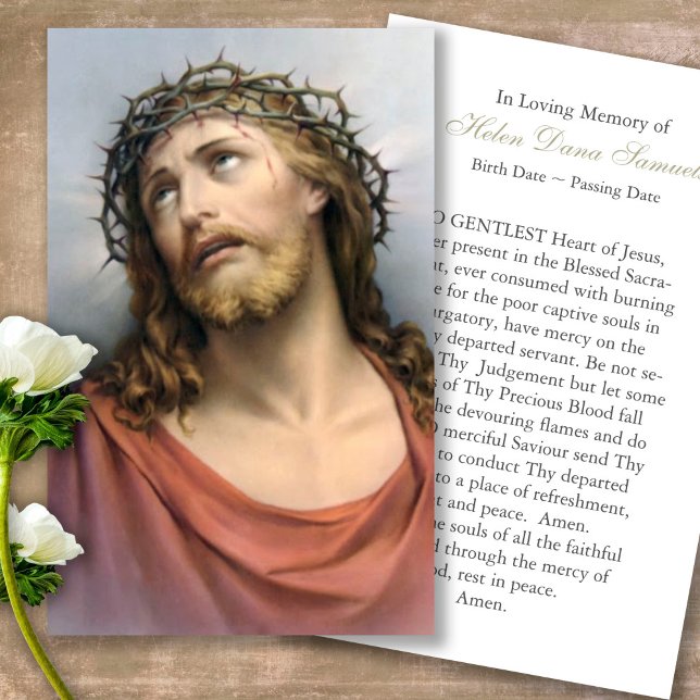 Beerdigung Jesus Kronen Gedenkgebet Sympathiekarte (catholic, religious, celebration of life, in loving memory of, prayer cards for bereavement)
