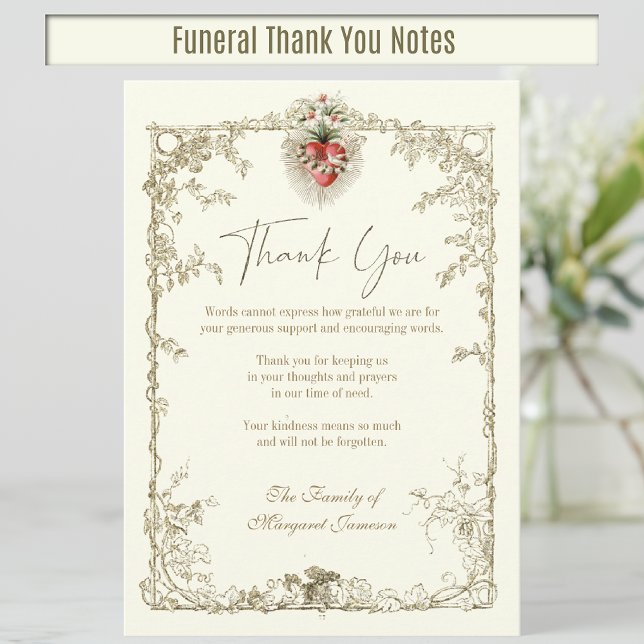 Beerdigung Katholisches Unbeflecktes Herz Mary Dankeskarte (Immaculate Heart of Mary Funeral Thank You Notes)