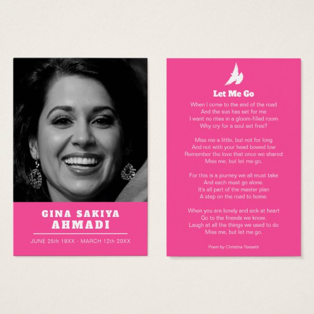 Beerdigung ließ mir zu gehen weißen Taube Gedicht  (Vorne & Hinten)