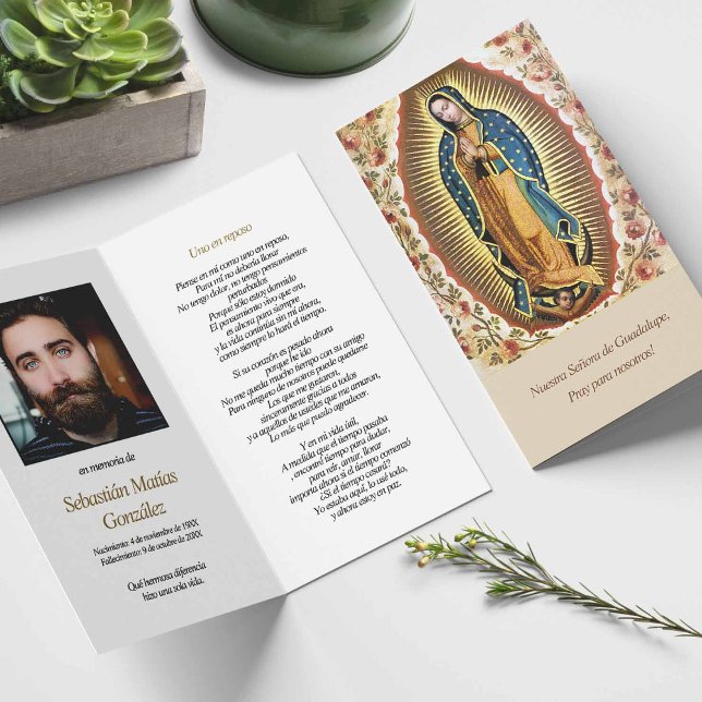 Beerdigung Loss Guadalupe Gebet Sympathiekarten (catholic, religious, celebration of life, in loving memory of, prayer cards for bereavement)