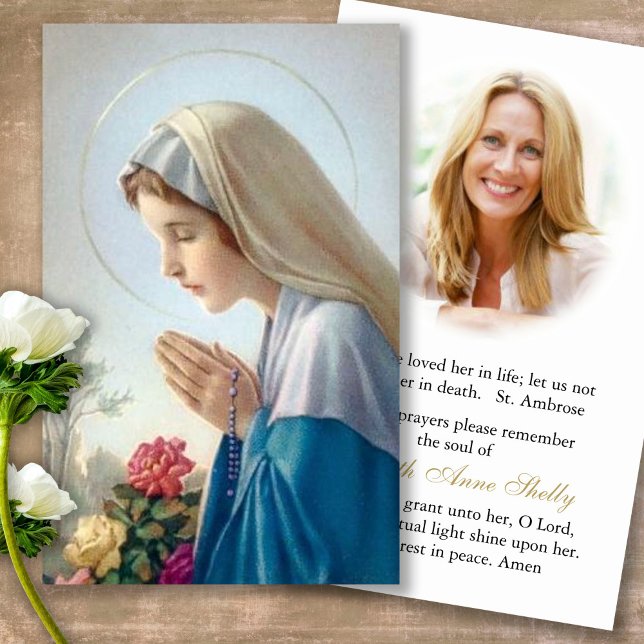 Beerdigung Loss Mary Gebet Sympathiekarten (catholic, religious, celebration of life, in loving memory of, prayer cards for bereavement)