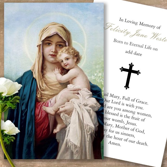 Beerdigung Loss Mutter Mary Gebet Sympathiekarten (catholic, religious, celebration of life, in loving memory of, prayer cards for bereavement)