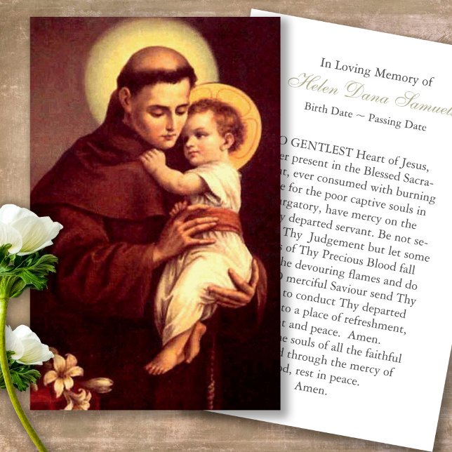Beerdigung Loss St. Anthony Gebet Sympathie Karten (catholic, religious, celebration of life, in loving memory of, prayer cards for bereavement)