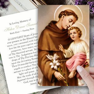 Beerdigung Loss St. Anthony Gebet Sympathie Karten