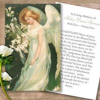 Beerdigung Loss Vintag Angel Gebet Sympathiekarten