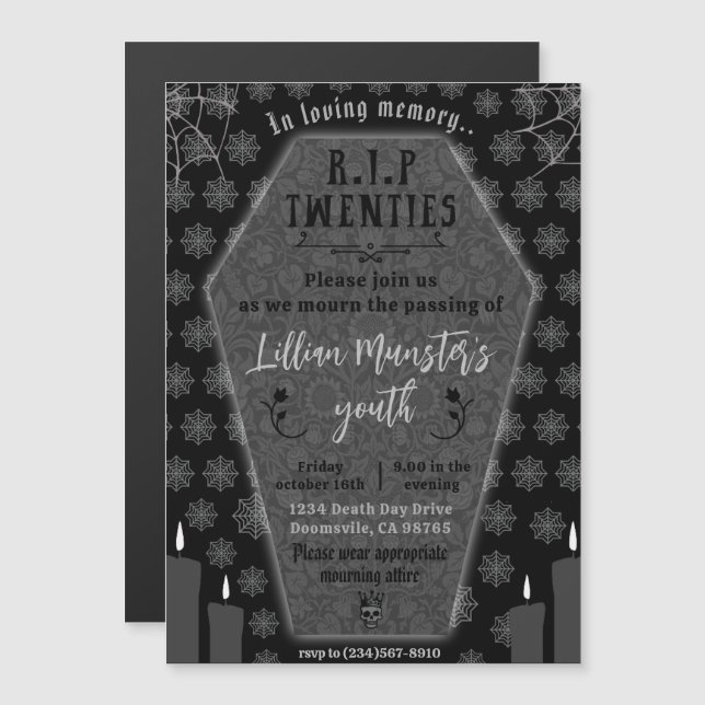 Beerdigung meines Jugendtodes bis zu meinem 30. Ge Magneteinladung (Vorne/Hinten)