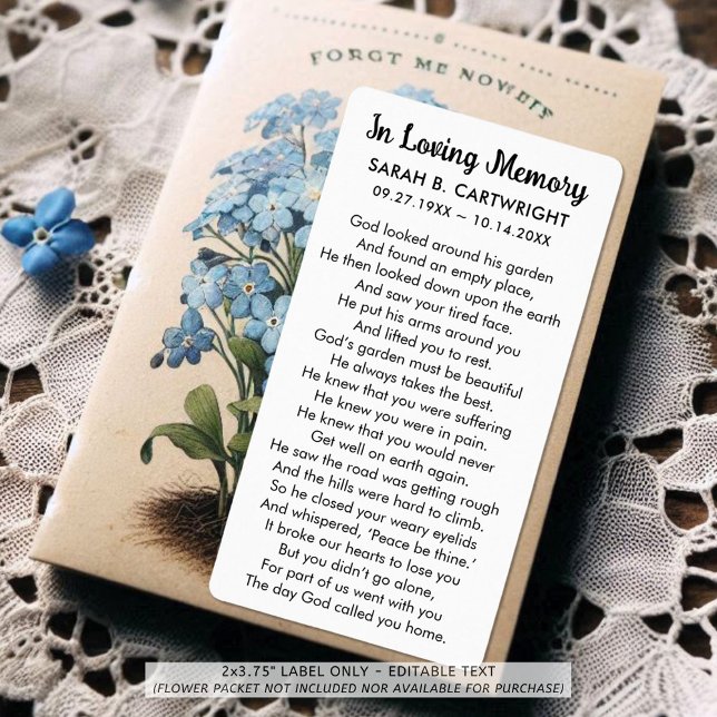 Beerdigung Memento Gods Garden Gedicht Personalisi (Von Creator hochgeladen)