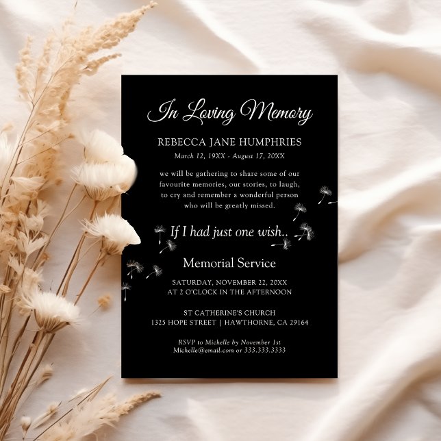 Beerdigung Memorial Dandelion | Feiern des Lebens Einladung (Von Creator hochgeladen)