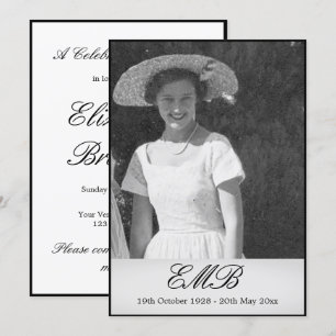 Beerdigung Memorial Einfaches Foto Einladung