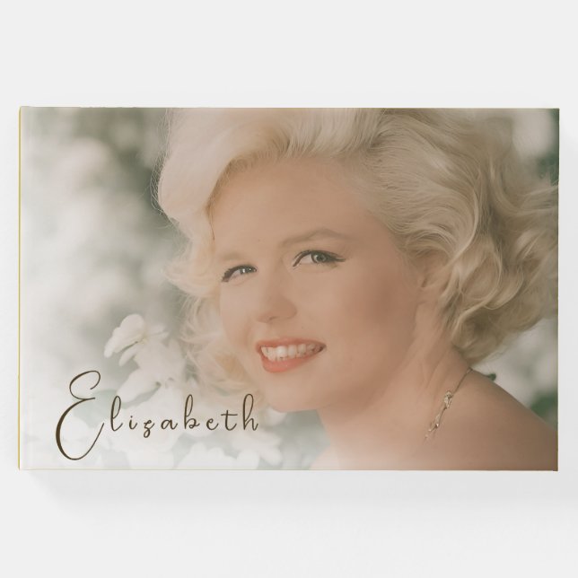 Beerdigung Memorial Einfaches Foto White Overlay Gästebuch (Vorderseite)