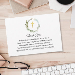 Beerdigung Memorial Gold Cross Kranz Vielen Dank Dankeskarte