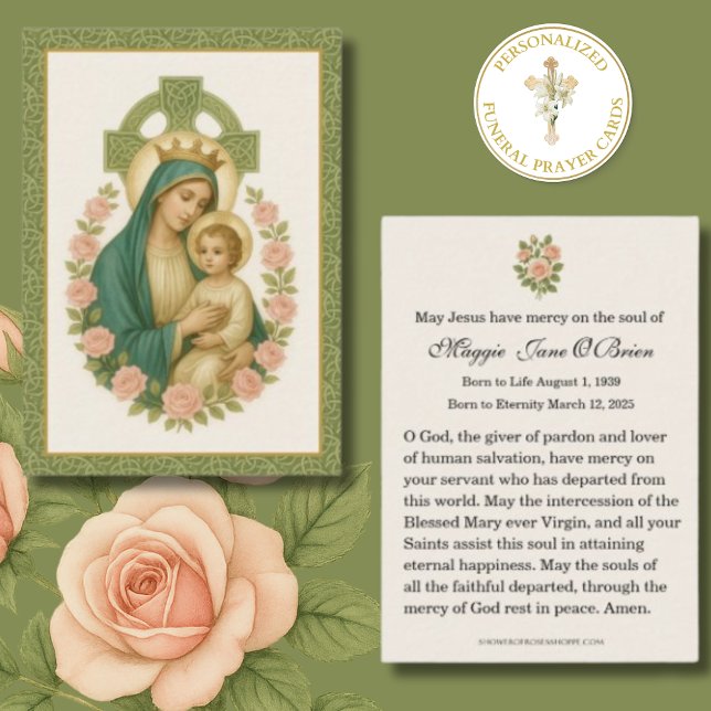 Beerdigung Memorial Irish Celtic Cross Jesus Mary Visitenkarte (Von Creator hochgeladen)