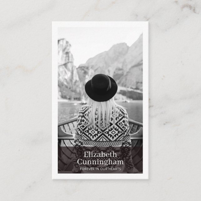 Beerdigung Memorial Moderne und einfache Foto-Kart Visitenkarte (Vorderseite)