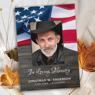 Beerdigung Memorial Patriotic Veteran American Fla Dankeskarte