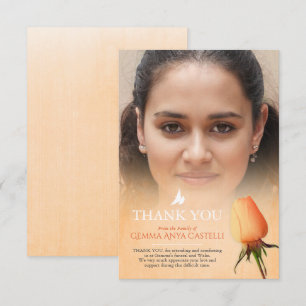 Beerdigung Orange Rose Foto Familie danke Karte