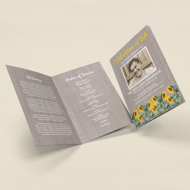 Beerdigung| Orbituary Rustic Sunflower Programm (Von Creator hochgeladen)