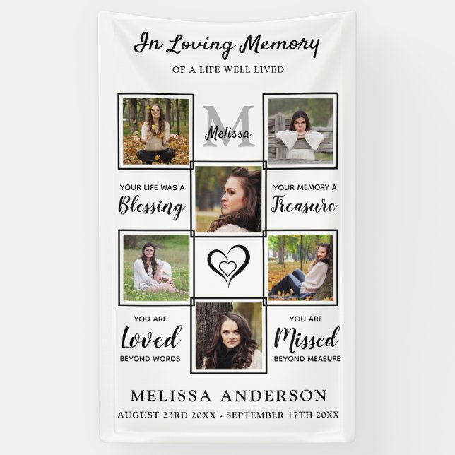 Beerdigung Personalisierte Fotocollage Love Memory Banner (Vertikal)