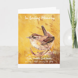 Beerdigung Programm Custom Watercolor Wren Bird