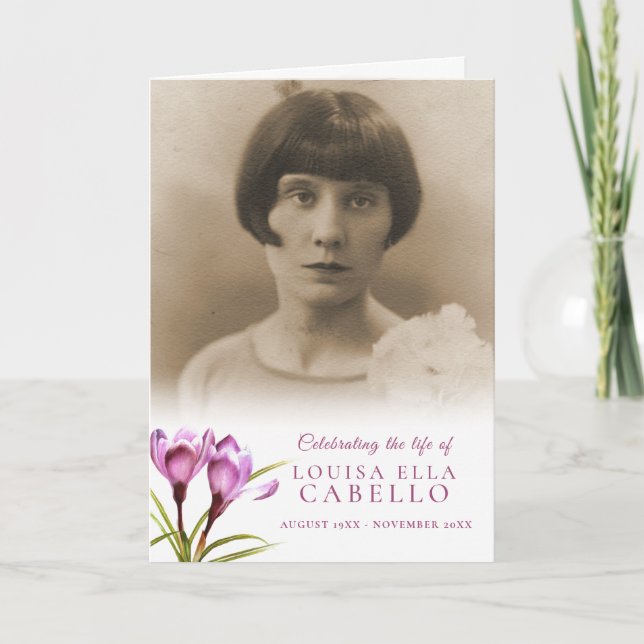 Beerdigung Programm lila Crocus Aquarell Fotos (Vorderseite)