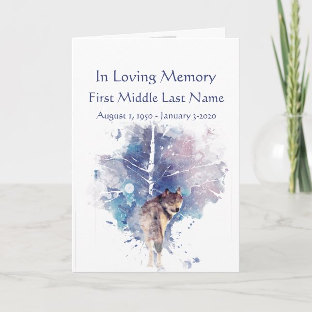 Beerdigung Programm Wolf Blick zurück aus dem Wald (Vorderseite)