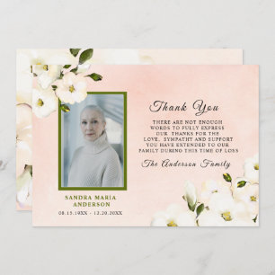 Beerdigung Romantisches Blumenrosa Foto Vielen Dan Dankeskarte