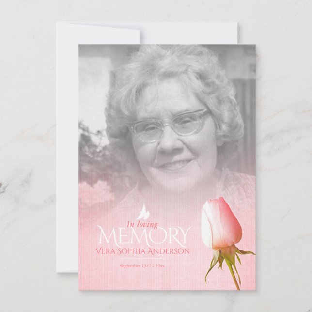 Beerdigung Rosa Rosa Foto Gedenkgedicht (Vorderseite)