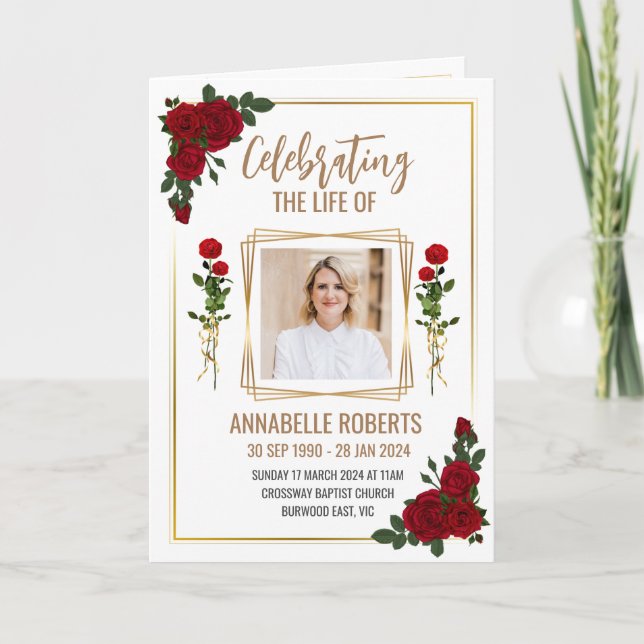 Beerdigung - Rote Rosen und goldene Grenze Programm (Vorderseite)