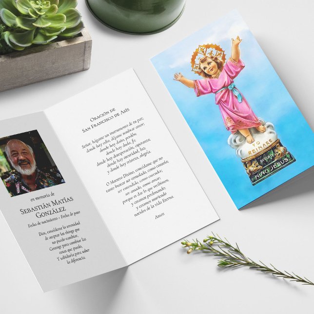 Beerdigung Verlust Nino Jesus Gebet Sympathiekarte (catholic, religious, celebration of life, in loving memory of, prayer cards for bereavement)