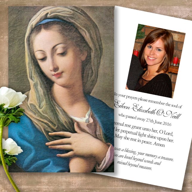 Beerdigung Verlust Schönes Mary Gebet Sympathiekar (Forever in our hearts, celebration of life, in loving memory of, prayer cards for bereavement)